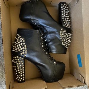 Jeffrey Campbell Spike Leather lace up boots